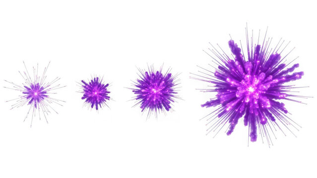 Purple explosion effects isolated on transparent background