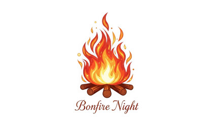 Bonfire night illustration isolated on transparent background