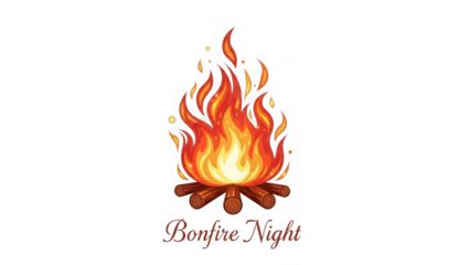 Bonfire night illustration isolated on transparent background