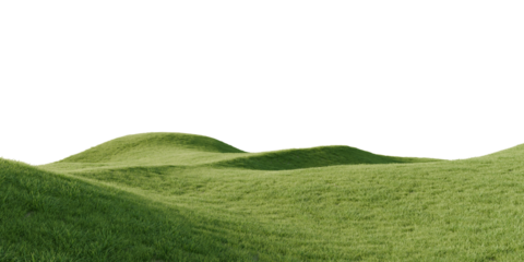 Hills with grass on a transparent background. 3D rendering.	
