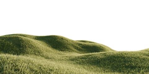 Hills with grass on a transparent background. 3D rendering.	
