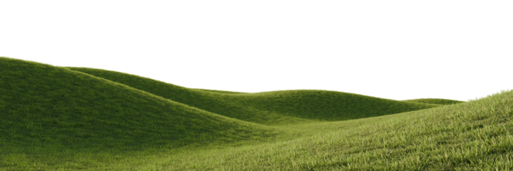 Hills with grass on a transparent background. 3D rendering.	
