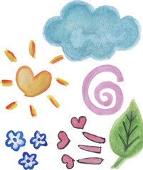 Watercolor Hand-Drawn Nature and Love Elements Collection
