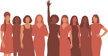 International women's day celebration silhouette isolated on transparent background