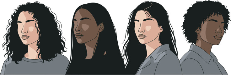 International women's day celebration silhouette isolated on transparent background