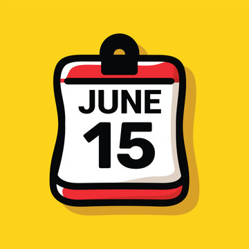 15 june calender color icon page year concept. number date text design.