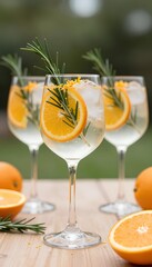 Refreshing Orange and Rosemary Spritz Cocktails Outdoors