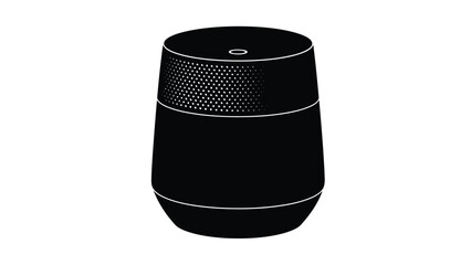 Black Google Home smart speaker silhouette isolated on white background