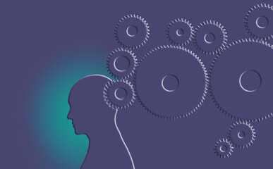 A  gear head human is seen thinking in an organized methodological way to find a solution in this 3-d illustration.