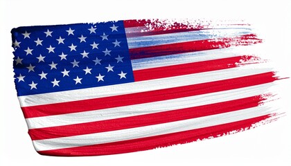 Brushstroke American Flag with Stars and Stripes