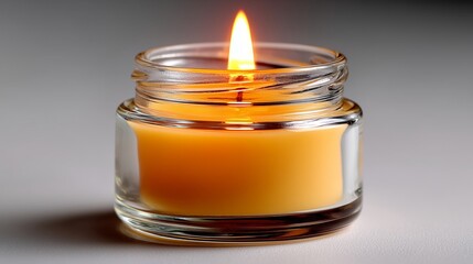 Memorial candle lit for Yahrzeit in a simple setting