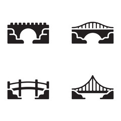 Snowy traditional stone bridge silhouette vector for winter travel art