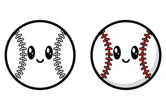 PrintCute cartoon baseball character vector illustration isolated on white background