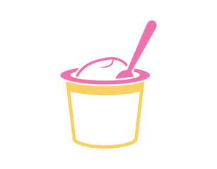 Flat Design of a Yogurt Icon. stock illustration