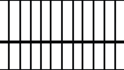 Detailed flat design illustration of a black metal gate or fence on a isolated on white background