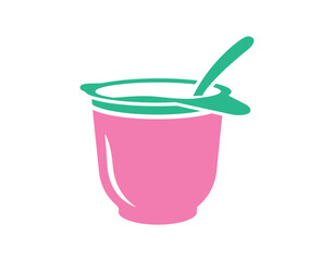 Yogurt Icon in a Flat Design Style. stock illustration