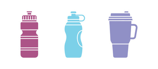 Solid icon of a water bottle, a glyph-style design perfect for websites or mobile apps, ideal for fitness and hydration, featuring a sports bottle vector illustration with editable strokes.