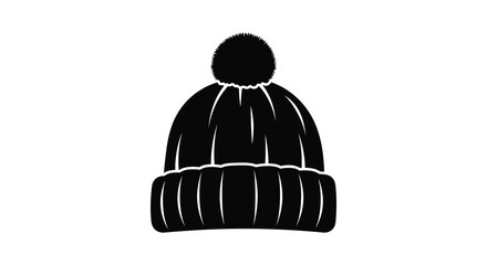 A simple black knit winter hat design presented in a striking and minimalist silhouette © nhpvect02