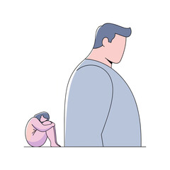 Man standing beside sad woman in emotional distress illustration  
