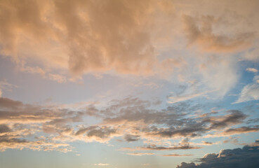 Pink clouds. Beautiful sunset sky 