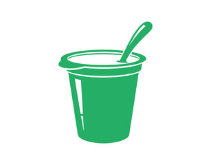 Grocery food made easy with simple objects. A yogurt vector cartoon flat icon.

