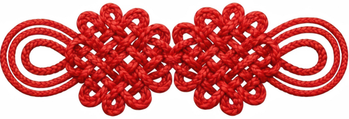 Decorative red chinese knot ornament with looped ends for auspicious occasions