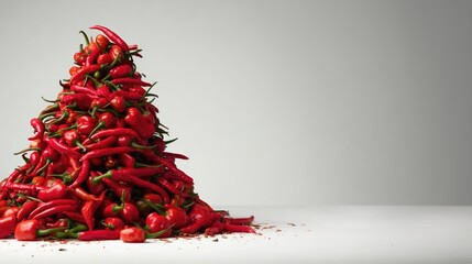 A top performing concept of growth and fresh abundance in business, a conical pile of red chili peppers.