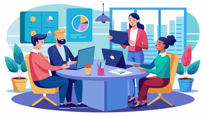 Team meeting isolated on white background Vector