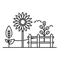 Garden scene isolated on white background Vector