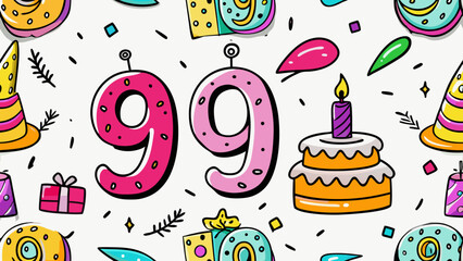 Number 99 isolated on white background Vector