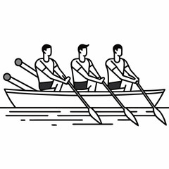 Rowers isolated on white background Vector
