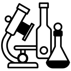 Microscope, bottle, flask isolated on white background Vector