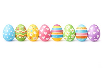 Colorful Easter eggs with floral and heart patterns