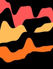  waves abstract background with black orange yellow pink Colo 