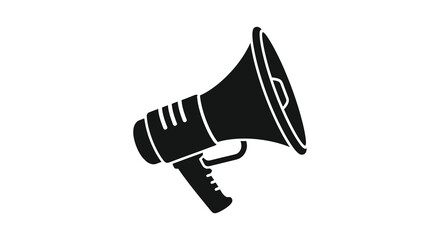 A striking black and white illustration of a vintage megaphone boldly presented as a silhouette © nhpvect02