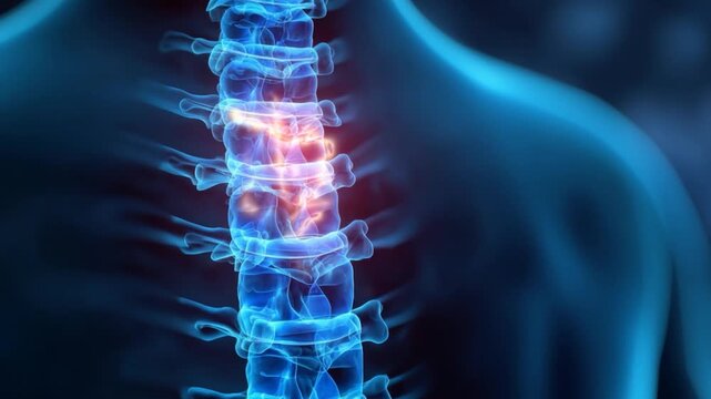 Spinal Disc Pain Medical Animation Showing Herniation Area