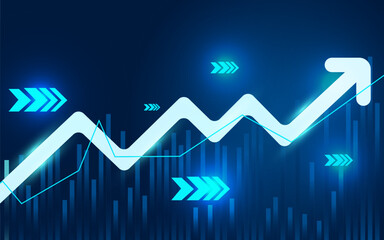 Digital Upward Arrow Graph  Business Growth and Stock Market Concept
