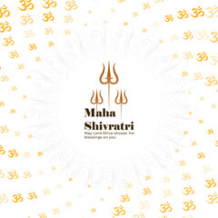 Maha Shivratri White Background with Trishul and Om Pattern Design