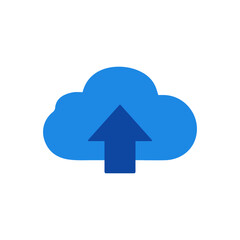 Cloud upload icon. Blue cloud computing icon. Vector illustration.