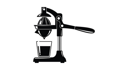 a vintage style manual citrus juicer with a glass presented as a striking silhouette © MIRAJ02