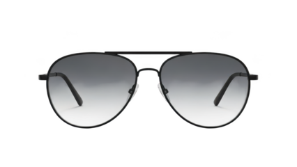 Classic black aviator sunglasses with gradient tinted lenses and thin metal frame