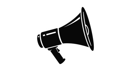 A striking black and white image showcasing a vintage megaphone clearly depicted as a silhouette © nhpvect02