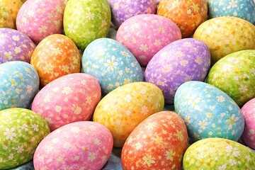 colorful easter eggs with floral patterns