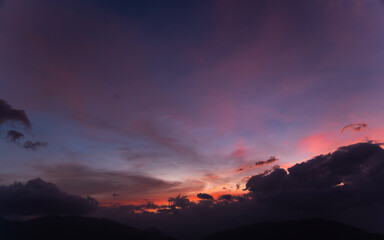 Obraz premium Sunset background. Beautiful sky with colorful clouds.