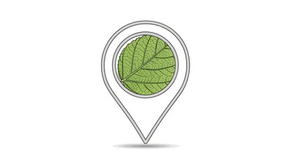 Eco friendly location pin with green leaf icon for sustainable navigation