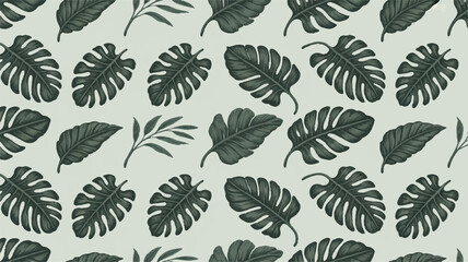Fototapeta premium tropical leaves pattern on light green background