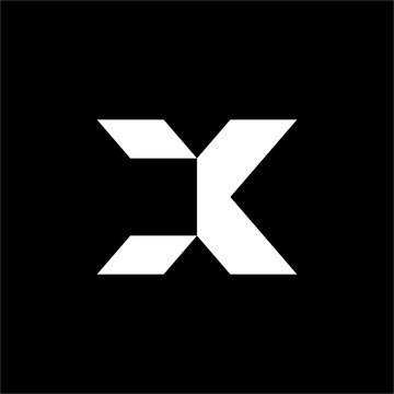 The sharp, modular XK or KX letterform with shifting segments represents digital synergy, high performance, and planned progress.