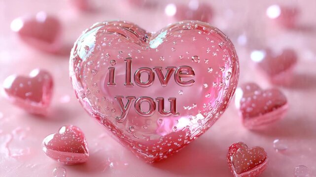 Love hearts in pink hues with a clear message of affection displayed in a simple design