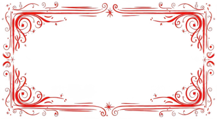 Decorative red ornate frame with swirling patterns and stars