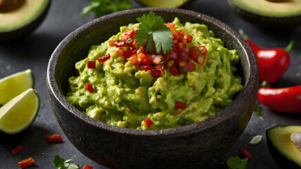 guacamole with avocado and tomato